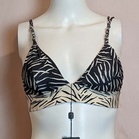 Zebra Print Reset Wrap Triangle Bikini Top - Picture 1 of 8